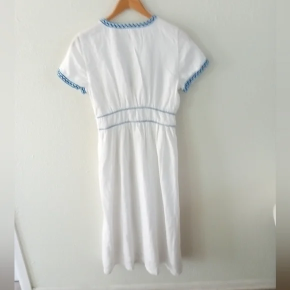 J. CREW 100% Linen Embroidered Midi Dress | 4 - Picture 8 of 11